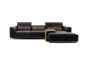 Preview: Sofa: Leder Wild Bull, Farbe black Nierenkissen: Stoff Doodle, Farbe cacao